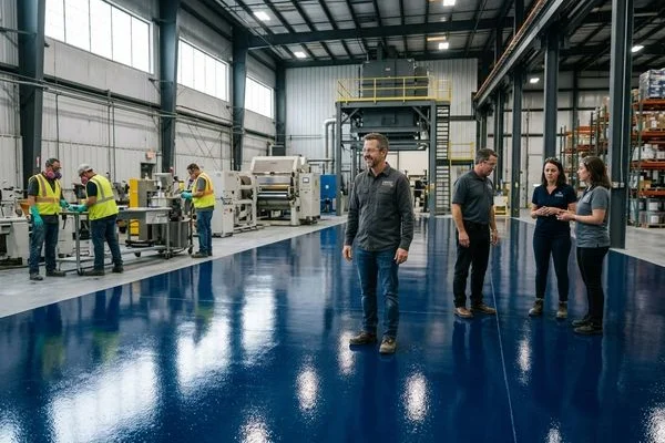 Chemical-Resistant Flooring for Acid & Solvent Damaged Concrete after