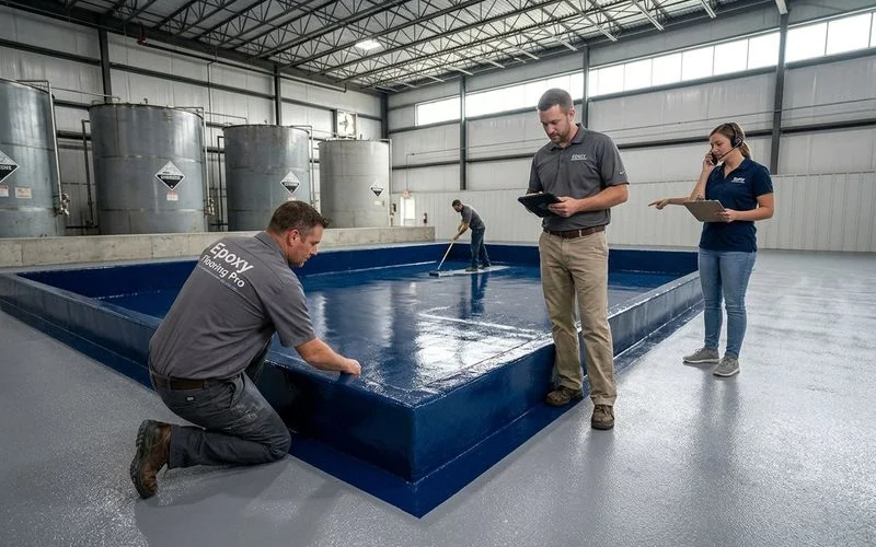 Secondary containment berm coating with novolac epoxy lining system for chemical storage area